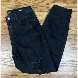 Judy Blue Mid Rise Boyfriend Distressed Denim Jeans‎ Women's Dark Wash 30x27
